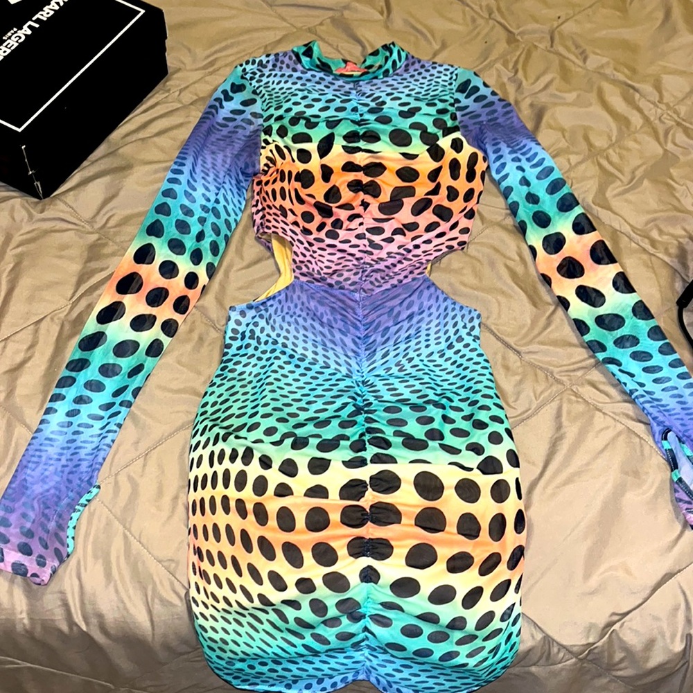 Virgo Rising Long Sleeve Mesh Mini Dress